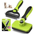 Professional 3PCS Self Cleaning Slicker Brush & Pet Grooming Rake & Flea Comb for Dogs,Cats and Horses | Double-Sided Dematting Comb & Skin Friendly Deshedding Grooming Tool | Pet Supplies