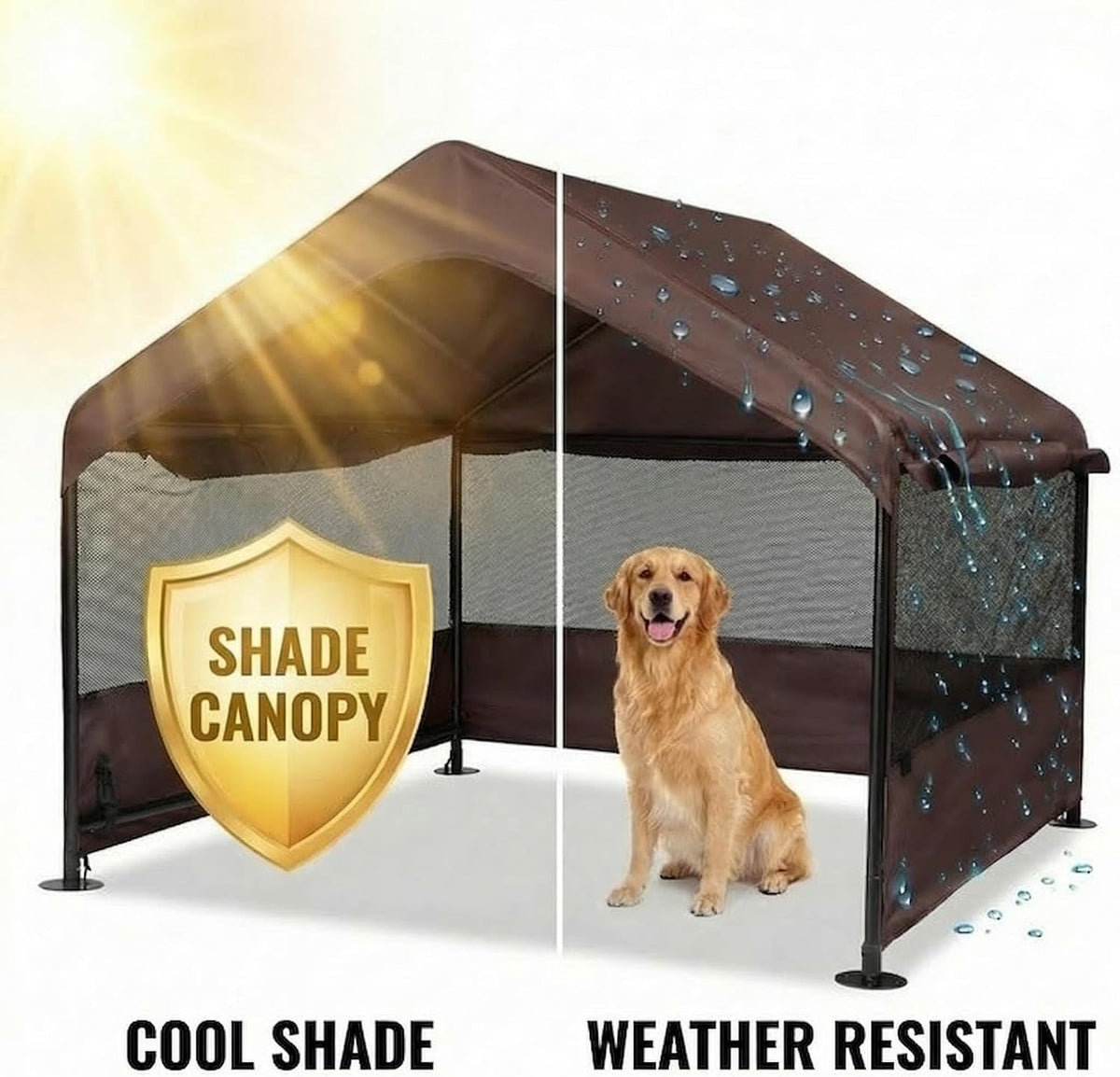 Outdoor Dog Tent, 4'x4'x3' Dog Shade House Shelter for Large Medium Pets