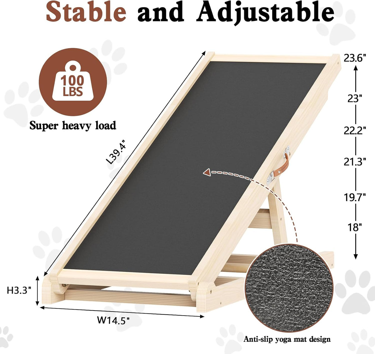 Dog Ramp for Bed Couch Car, 39.4" Long Wooden Steps for Small Pets