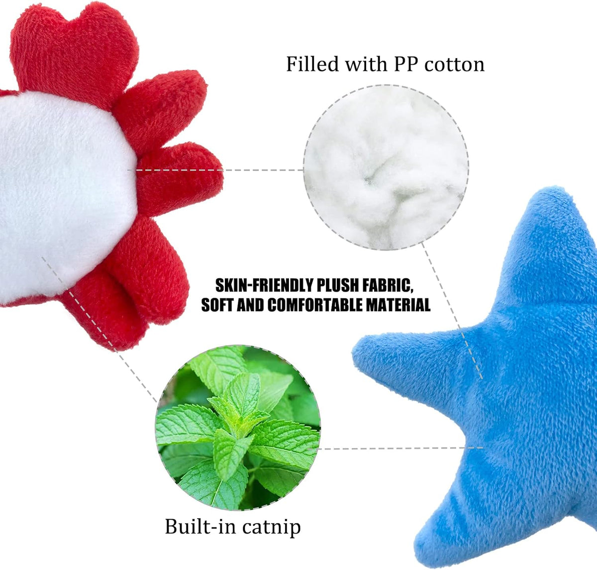 Andiker Cat Catnip Toys, 2Pcs Soft Crab&Starfish Plush Cat Toys for Indoor Cats Cute Catnip Chew Toys PP Cotton Filled Pet Toys for Kitten Gifts and Cat Lovers Interactive Catnip Toys (Crab+Starfish)
