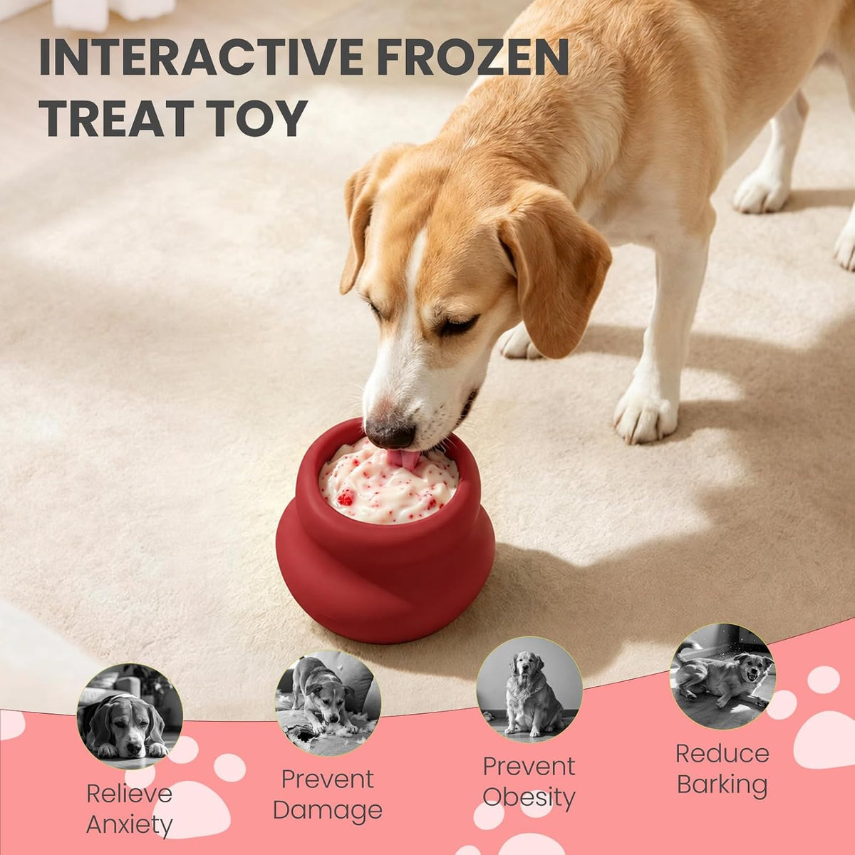 MateeyLife Freeze Dog Enrichment Lick Toy, Stuffable Frozen Lick Treat Bowl