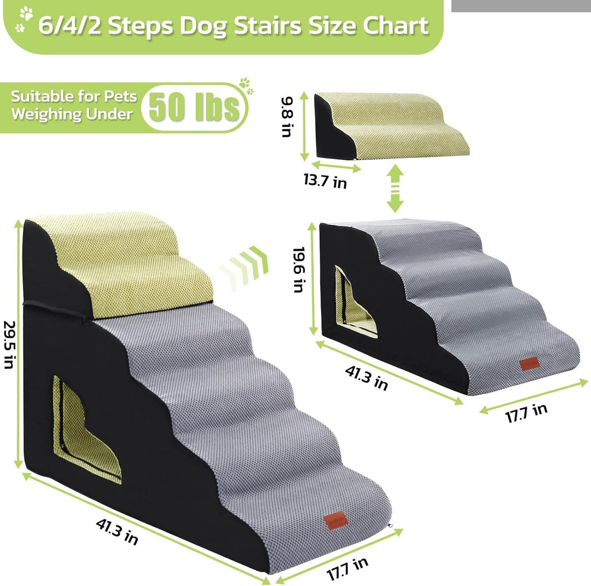 LOOBANI 6 Steps 30 inches Height Dog Stairs for Bed for Small& Older Pets