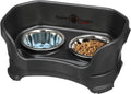 Neater Pet Brands Neater Feeder Deluxe Mess Proof Cat Bowls Elevated, Made in USA, No Spill Raised Bowls for Indoor Cats, Stainless Steel Food and Water Bowl Set, Pet Dish Feeding Station, Black 