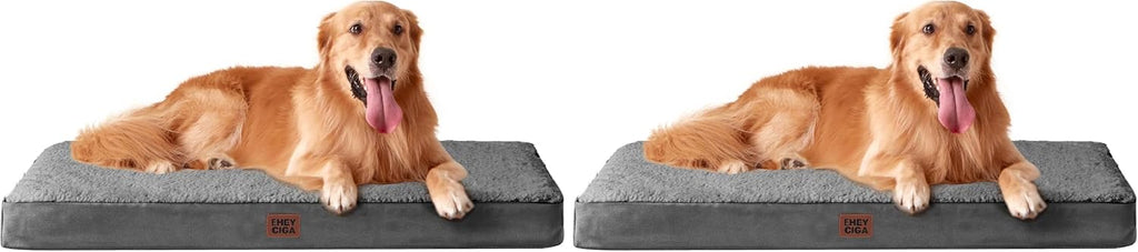 EHEYCIGA Orthopedic XL Dog Beds for Extra Large Dogs with Removable Washable Cover for Crate, Grey, 41x27 (Pack of 2)