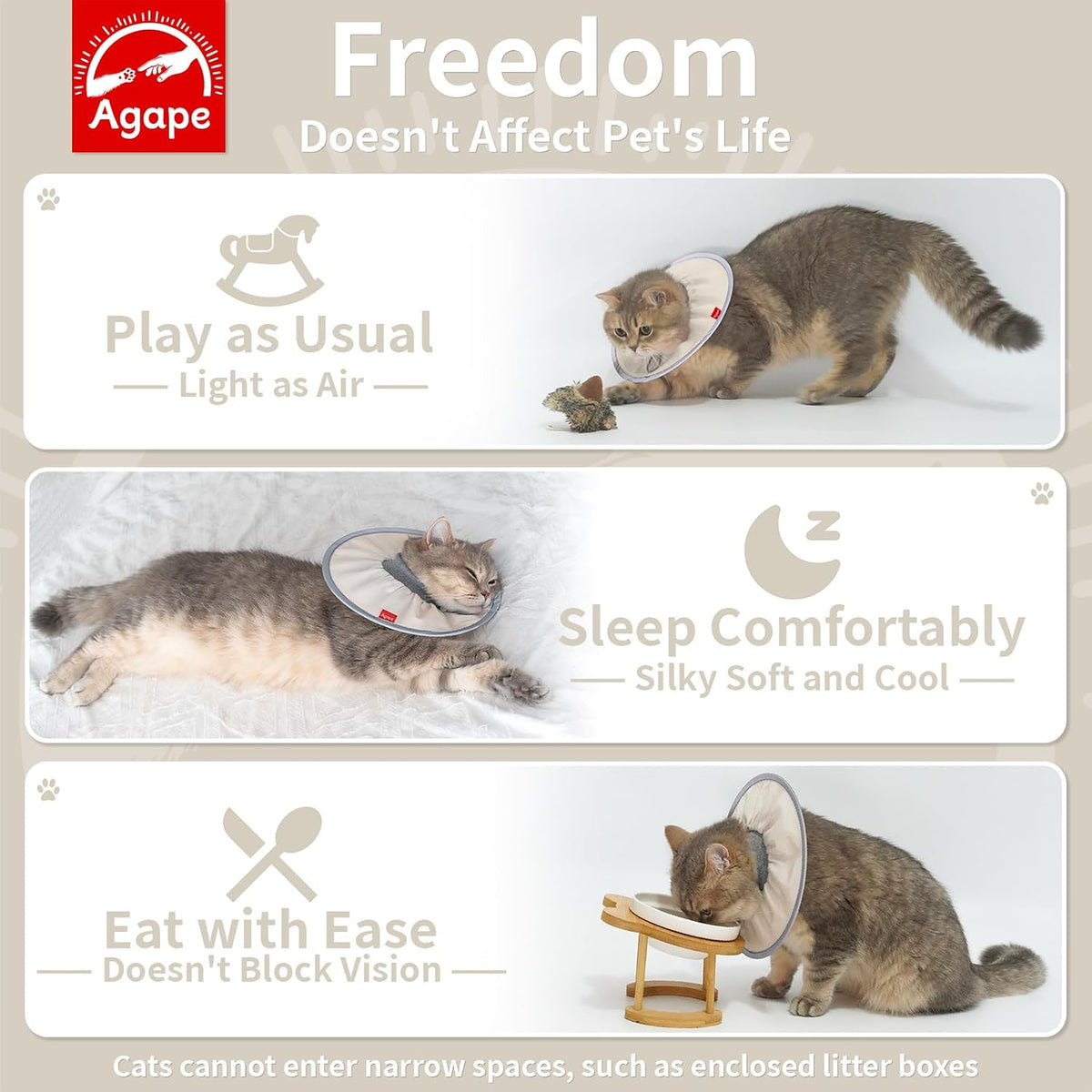 Agape Summer Soft Cat Cone, Lightweight Collar to Stop Licking & Scratching