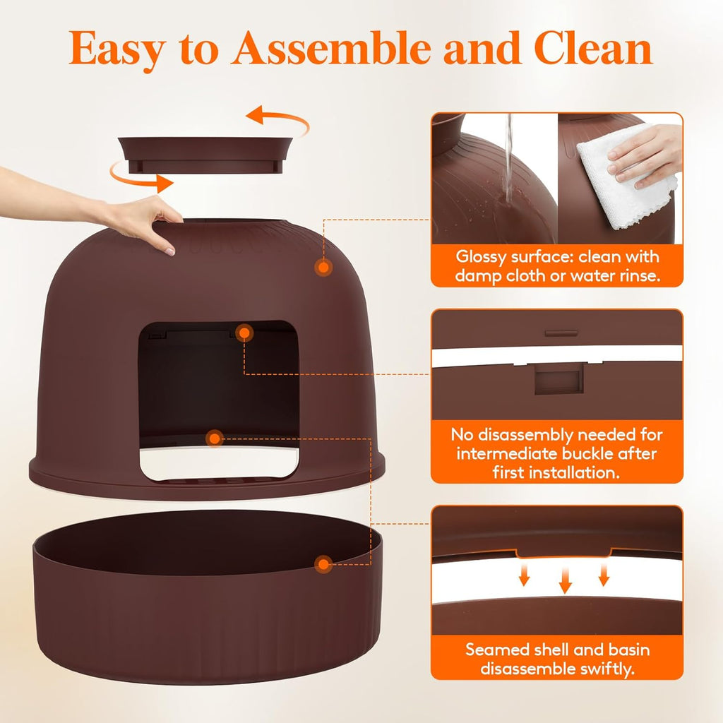 Lifewit Hidden Plant Cat Litter Box with Plastic Scoop, Brown | Extra Large Enclosure Litter Tray with Carbon Filter& Odor Control, Aesthetic Cats Stuff for Living Room, Bathroom, Corner