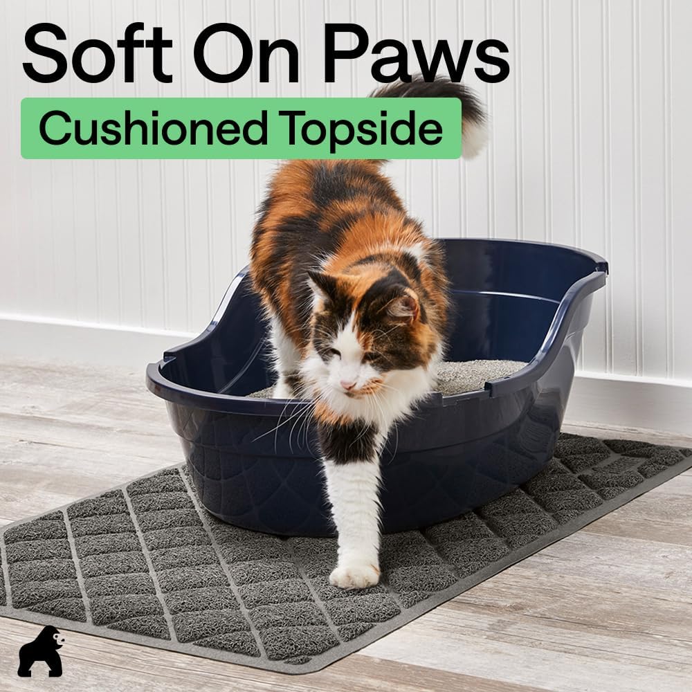 GORILLA GRIP Cat Litter Mat, Coiled Mesh Trapping Mats, 24x17 Charcoal