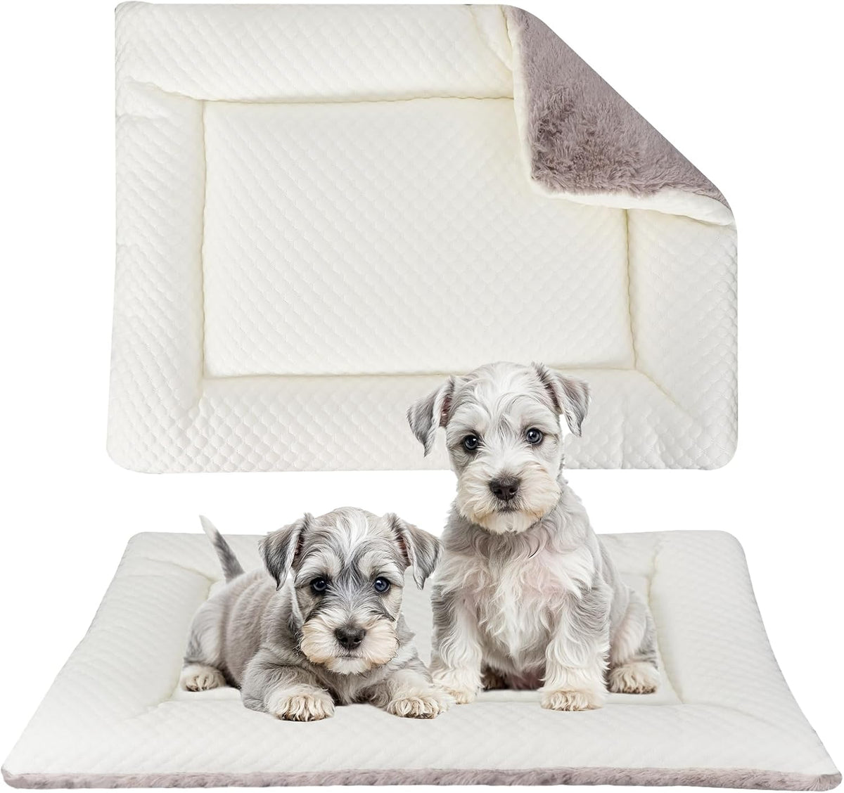 Dog Bed Mat, Crate Pad Reversible,Soft Kennel Washable Crate Mat (Cool and Warm),Pet Sleeping Mattress for Small Medium Dogs XB009 (30''x20'',Beige)