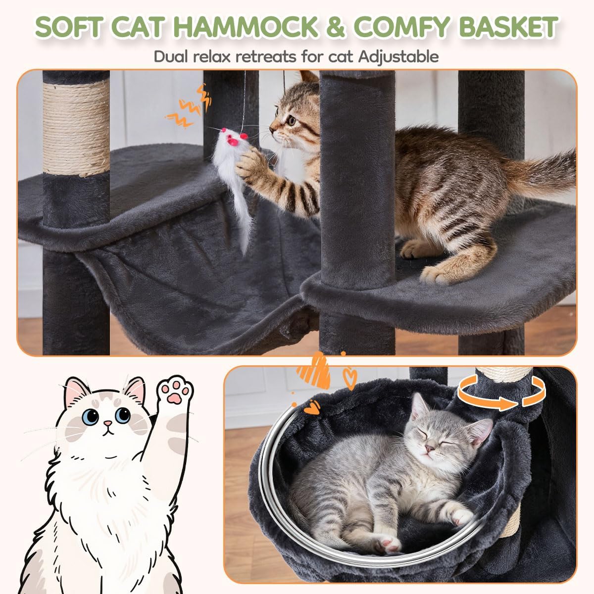 Taoqimiao 79in Cat Tree, Tall Large Cat Tower for Indoor Adult Cats S10G