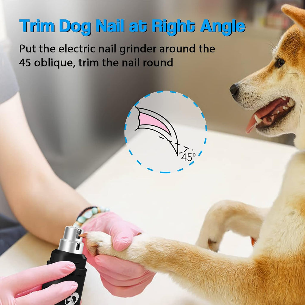 Casfuy Dog Nail Grinder Upgraded - Professional 2-Speed Whisper-Quiet Electric Pet Nail Trimmer Painless Paws Grooming & Smoothing for Small Medium Large Dogs & Cats (Black)