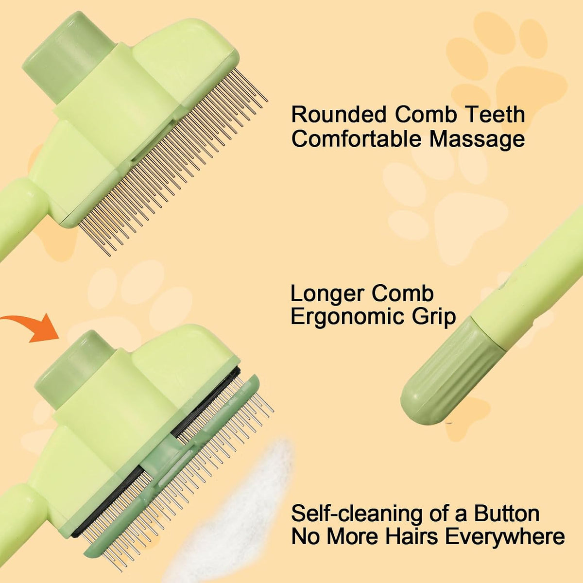 Cat Deshedding Comb, 2 Pcs Pet Hair Removal Tools for Cat/Dog with Two Layered Teeth, Portable Shedding & Grooming Supplies with Release Button for Long/Short Hair Indoor Cats, Kitten Brush