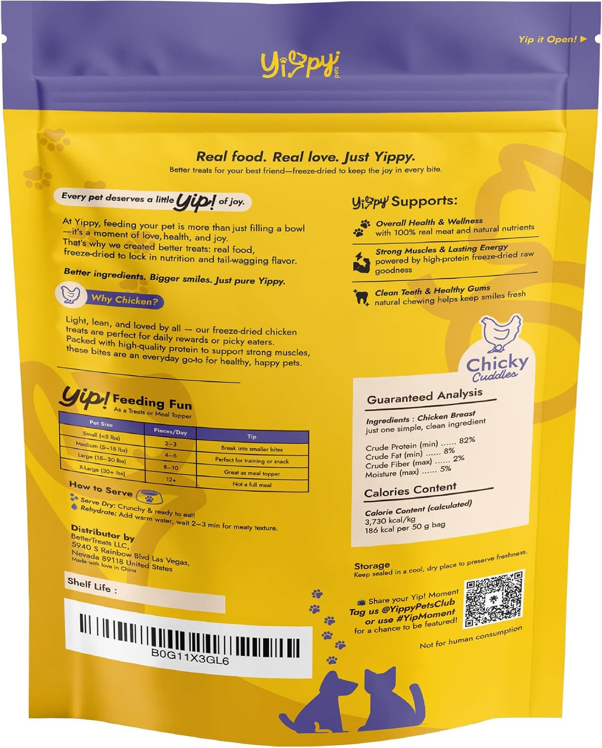 Freeze-Dried Raw Chicken Treats for Dogs and Cats — Single Ingredient, Grain Free, High Protein Training Treat and Meal Topper 1.76 oz (50g)