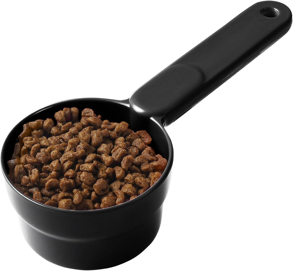 Joyinjojo Dog Food Scoop 1 Cup 1/2 Cup - Melamine Dog Food Measuring Cup, Pet Food Scoop for Dog Cat...Comfortable Long Handle for Easy to Scoop Food, Black 1 Cup