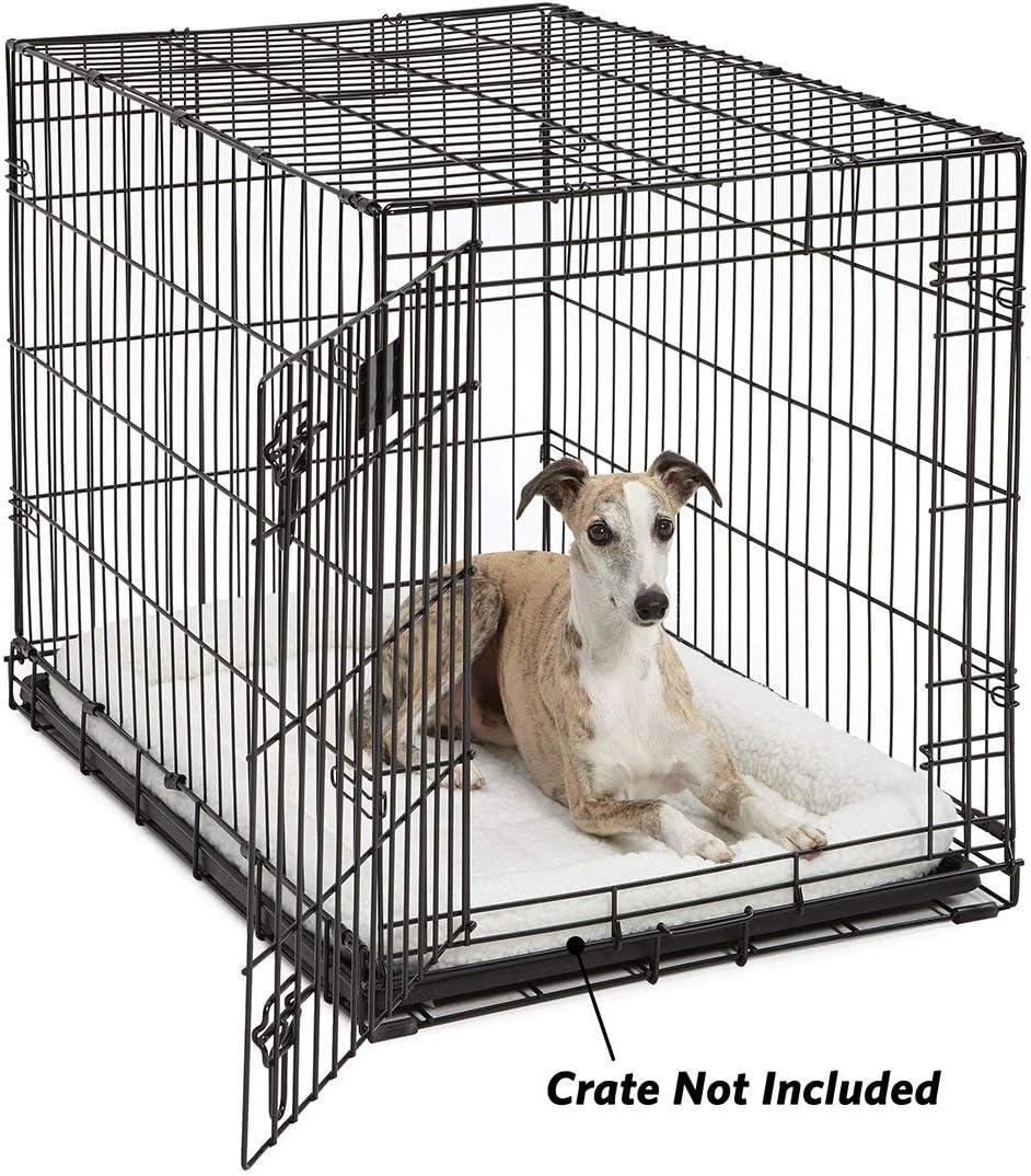 QuietTime by MidWest 36" Dog Crate Bolster Bed, White Fleece, Medium Breeds | Crate Mat, Measures 36.42 x 24.02 x 3.35 Inches, Machine Washable Pet Bed, Fits Most 36-Inch Dog Crates