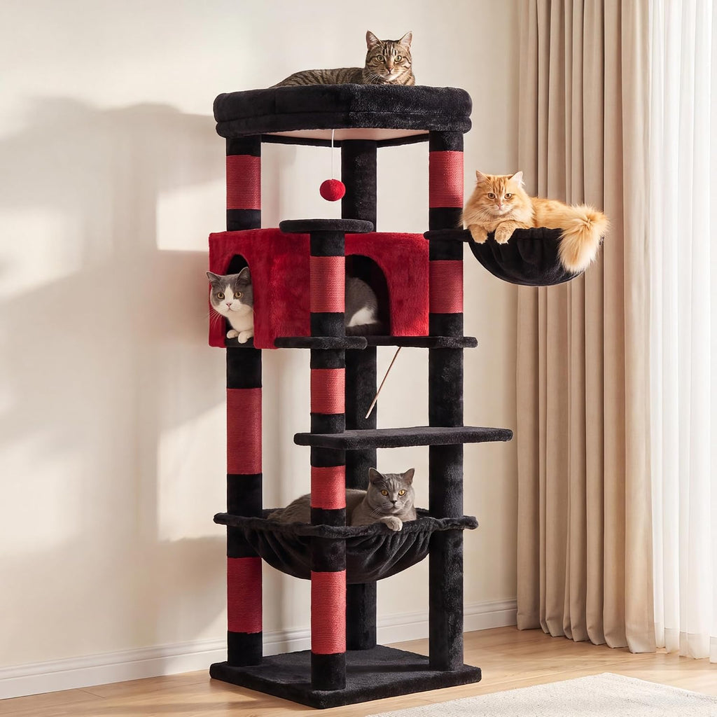 Heybly 53.1" Corner Cat Tree for Large Cats – Interactive Play HCT029BR