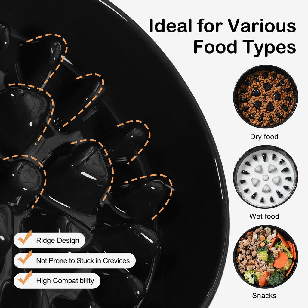 Sted Ceramic Slow Feeder Dog Bowls with Silicone Base