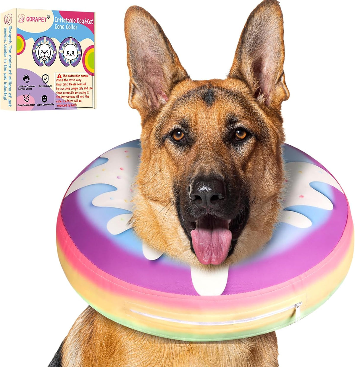 Inflatable Dog Cone Collar Alternative After Surgery, Donut Soft Neck Cone for Golden & German Shepherd Extra Large Dogs, etc, Protective Comfortable E Collar Recovery Cone Not Block Vision