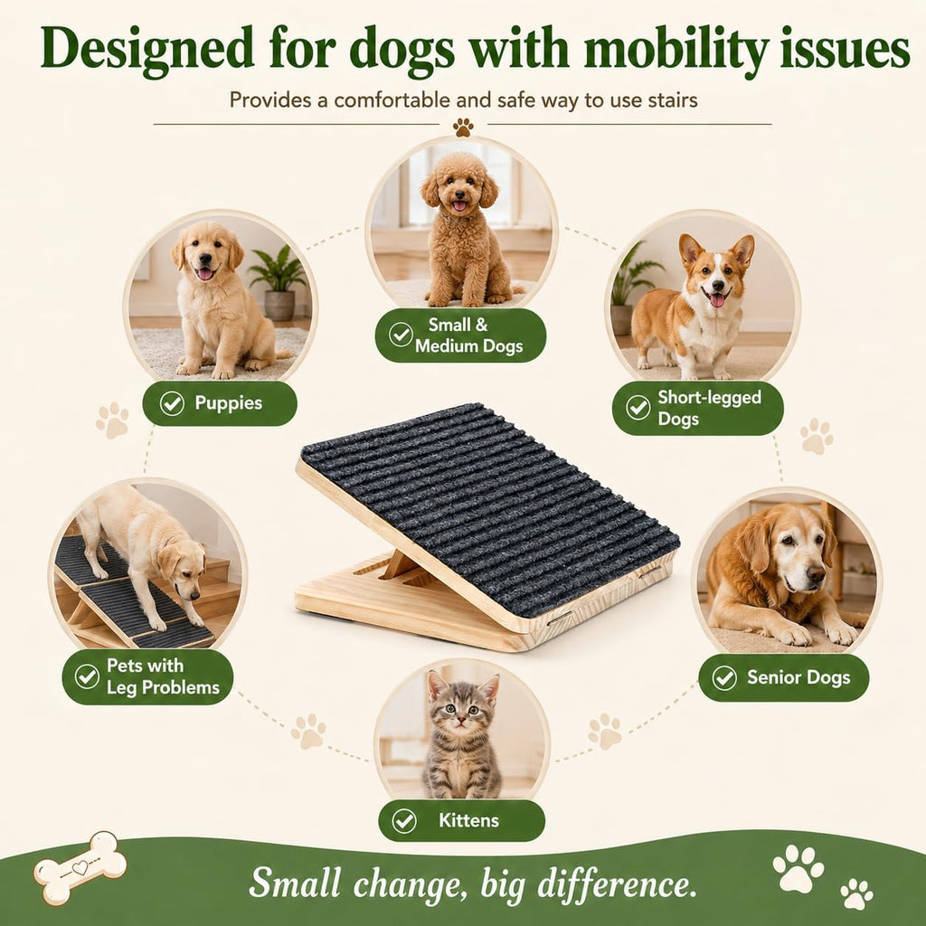 Dog Ramp for Stairs, Foldable Stair Wedges Assist for Small Dogs, 8 Pack