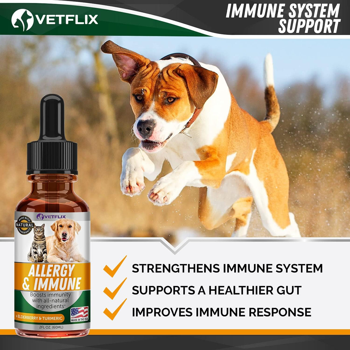 Allergy and Immune Supplement for Dogs and Cats, Anti Itch Drops, 2 Fl Oz