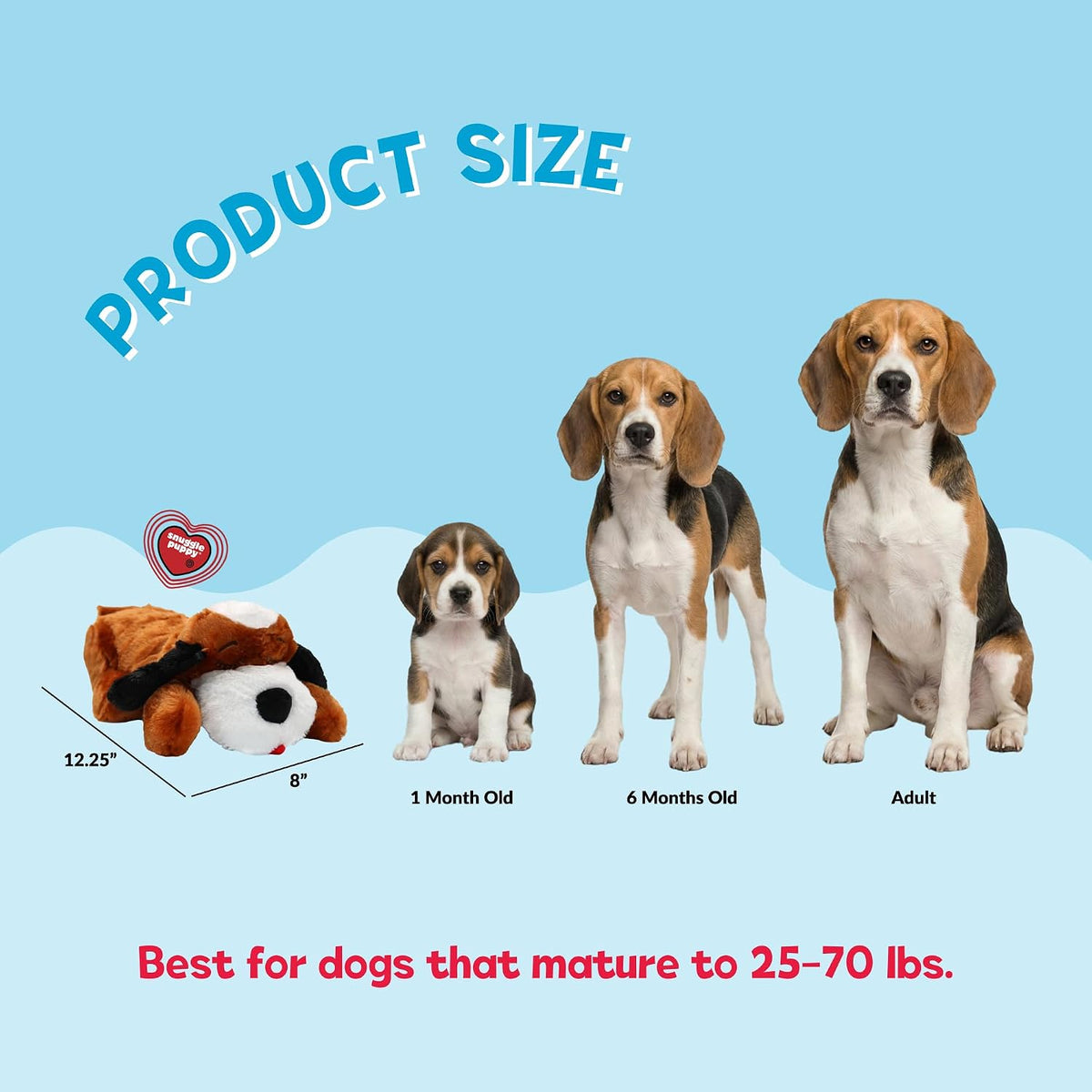 Snuggle Puppy Heartbeat Dog Toy for Puppies, Real-Feel Heartbeat, Calming Sleep Aid and Crate Training Comfort Toy with Heat Pack, Brown & White Beagle | Calming heartbeat toy, crate training comfort, heat pack, new puppy essentials, first nights, slee...