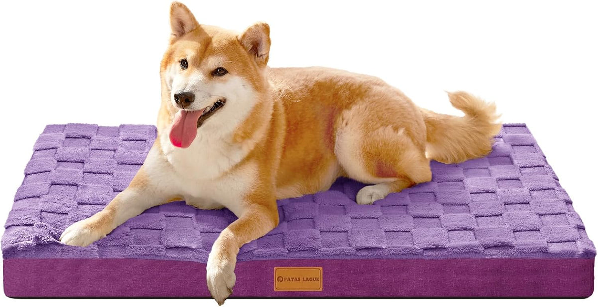 Patas Lague Orthopedic Dog Bed Washable Pet Crate Mat 30''X20'' Purple