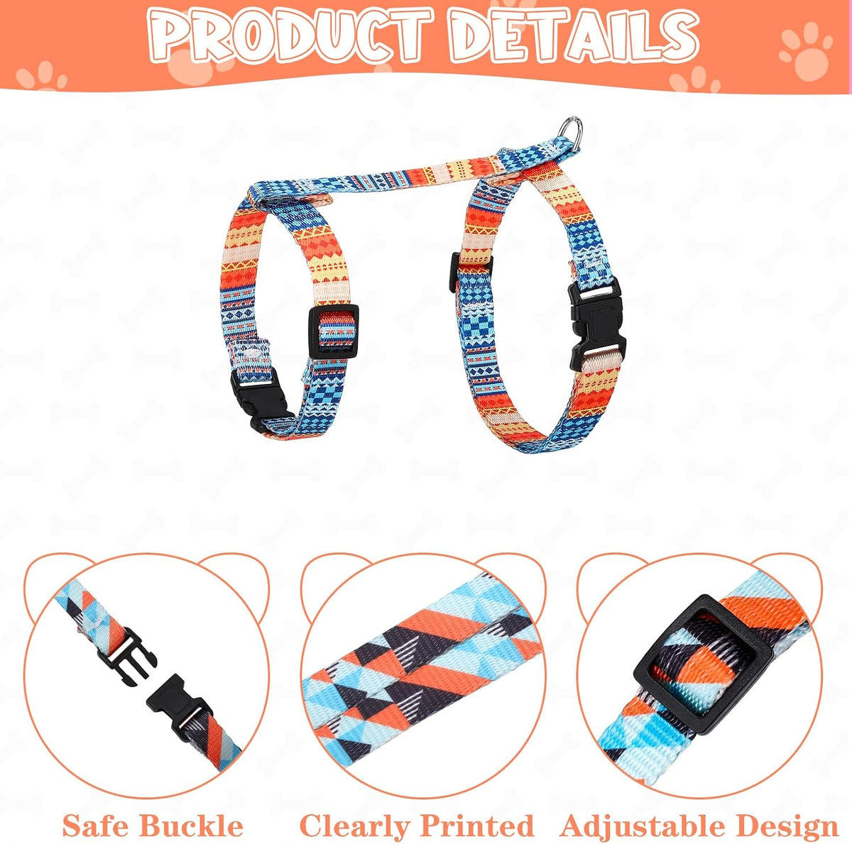 2 Pack Cat Harness and Leash Set Escape Proof Adjustable Cat Harness