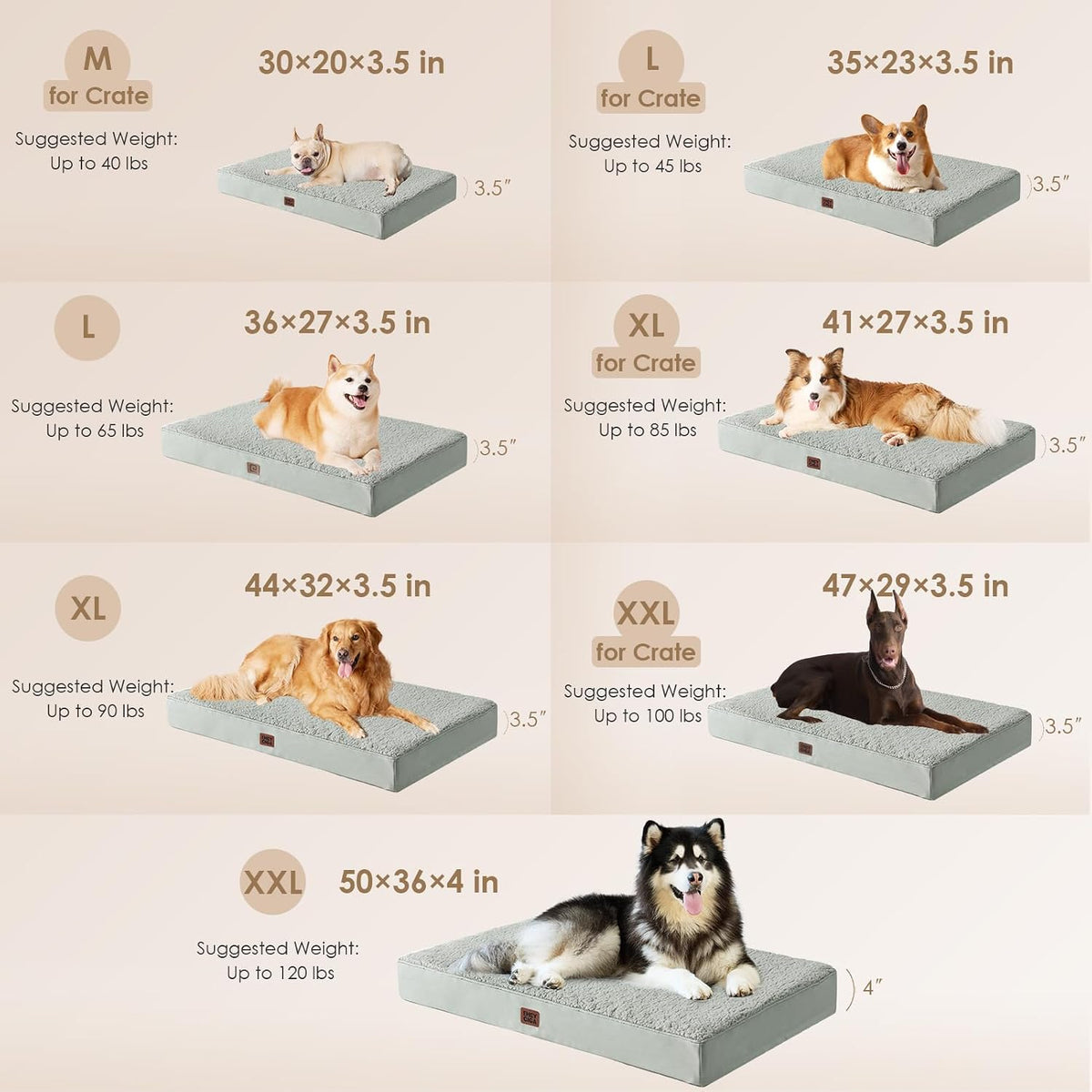 EHEYCIGA Orthopedic Dog Bed Extra Large with Removable Washable Cover, 41IN