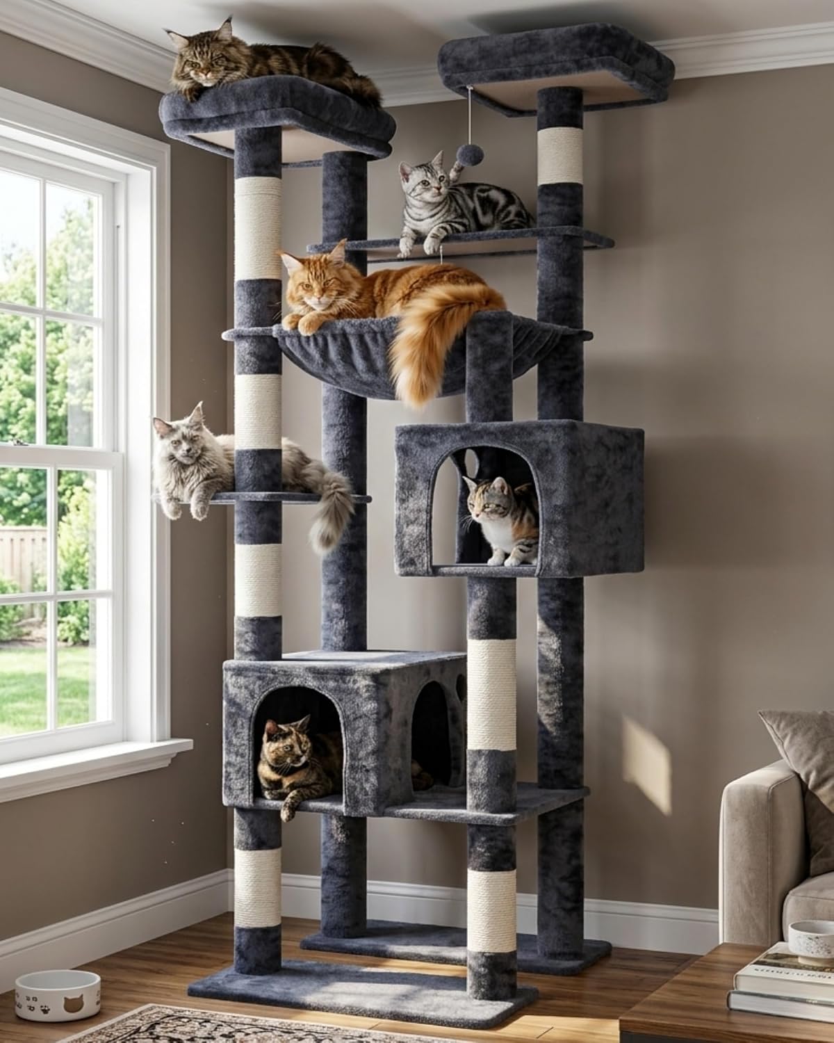 Hey-brother Cat Tree Tower with Multi-Level Duty Scratching Posts, 0MPJ039G