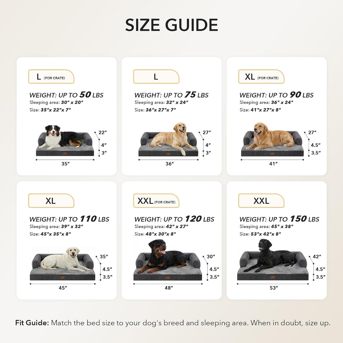 Orthopedic Washable Dog Bed for Medium Dogs, 35x22in, Dark Grey