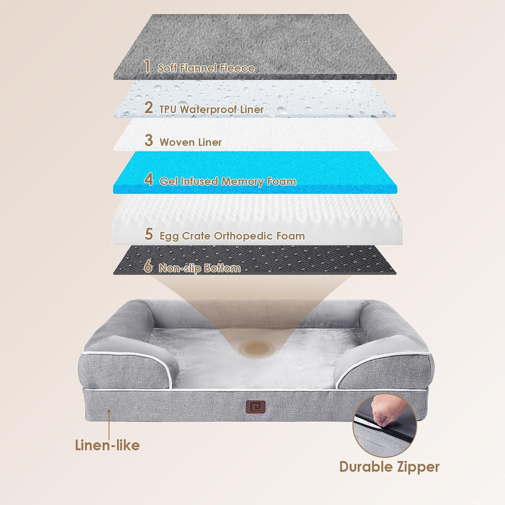 EHEYCIGA Orthopedic XXL Dog Bed, Waterproof Washable XL Big Pet Bed 52"