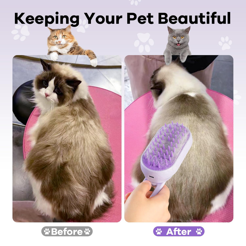 SILVLF Cat Steam Brush, Foldable Handle for Cats and Dogs,Anti-Static