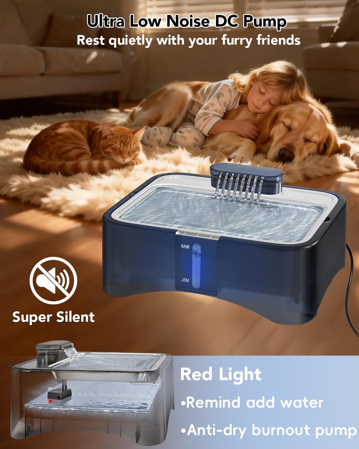 UPSKY Cat Water Fountain, 2.25Gal Large Capacity for Multi-Pet Homes
