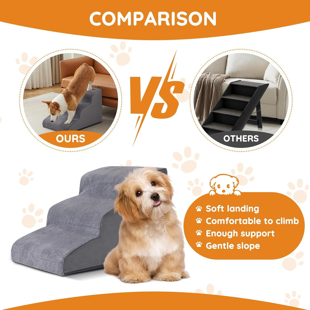 Ahpmeoa Dog Stairs for Small Dogs 11.8" H, Dog Ramp for Bed, 2-Step, Grey