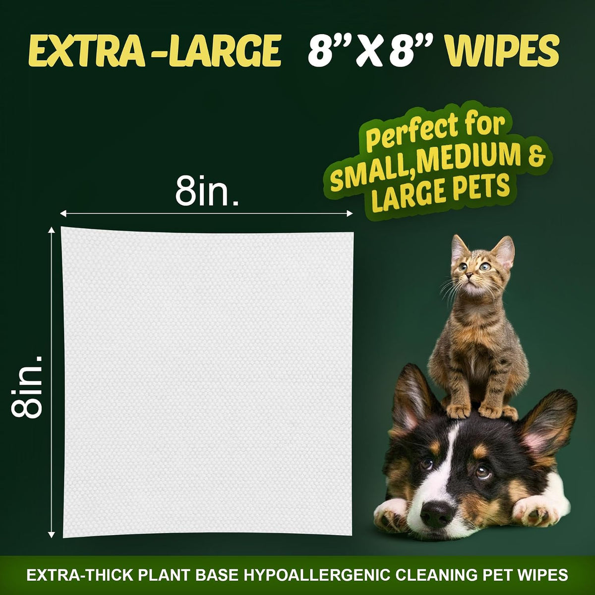 Petazy Pet Wipes for Dogs & Cats - Paws, Ears & Butt Cleaning, 200 Count