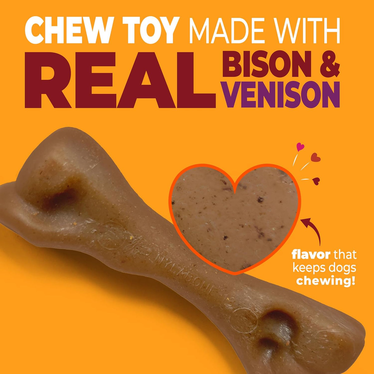Nylabone Strong Chew Femur Bone Dog Toy Made with Real Bison & Venison