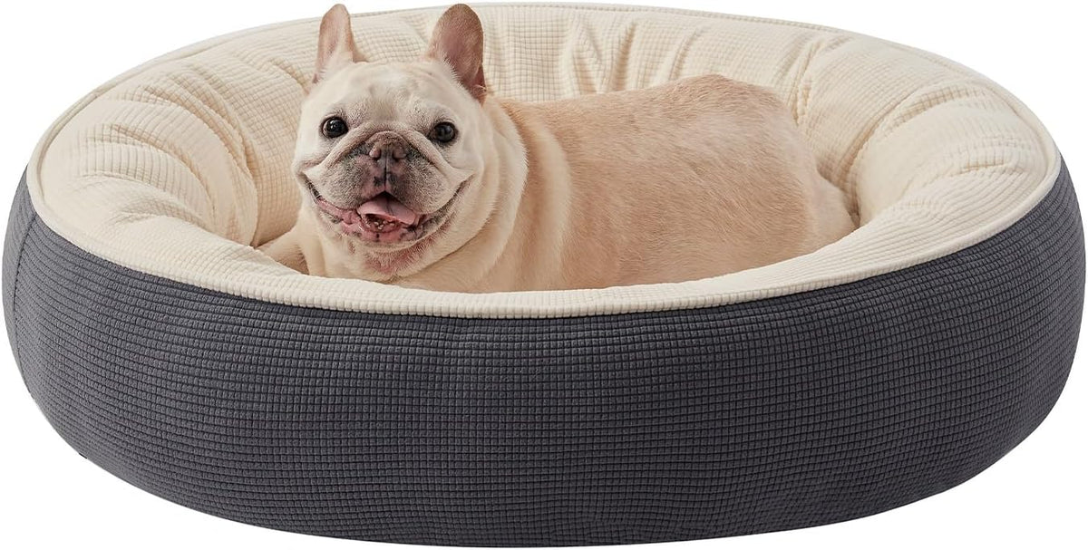 30 inches Soft Touch Fleece Donut Dog Bed for Medium Dogs,Dark Grey