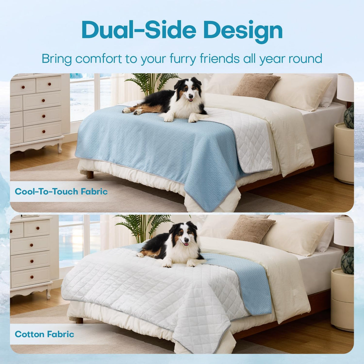 Reversible Dog Cooling Blanket, Washable High Cold Pet Bed Cover