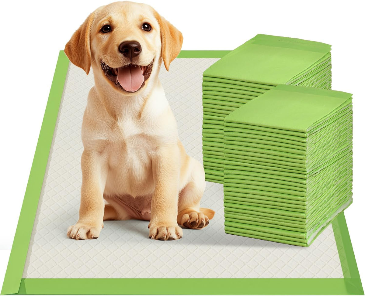Gardner Pet Dog Pee Pads Rugular 22"x22", Thicker ECO Green Small Disposable Puppy Training Pads Super Absorbent Full Edge-Wrapping Pad for Dogs, Puppies, Doggies, Cats-(40 Count)