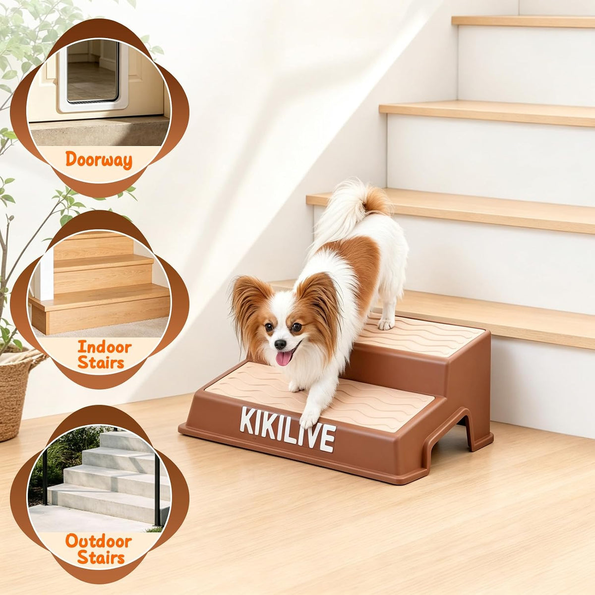 Non-Slip Dog Ramp for Stairs – 2-Step Design, for Small Dogs (4-Pack)