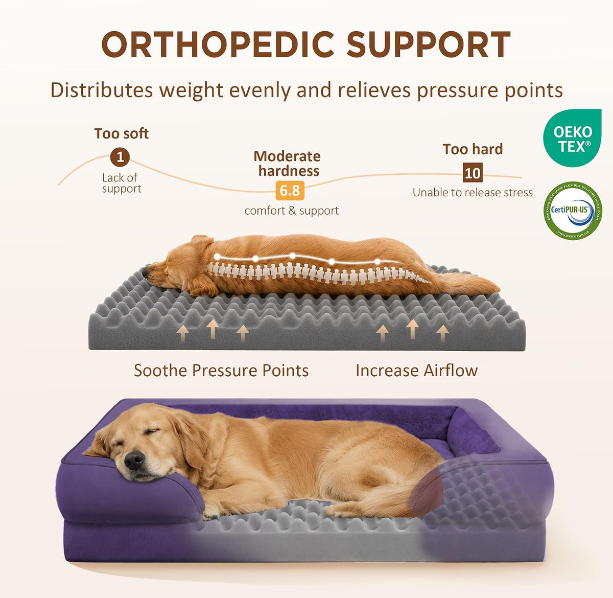 Comfort Expression Waterproof Orthopedic Dog Bed for Medium Size Dog