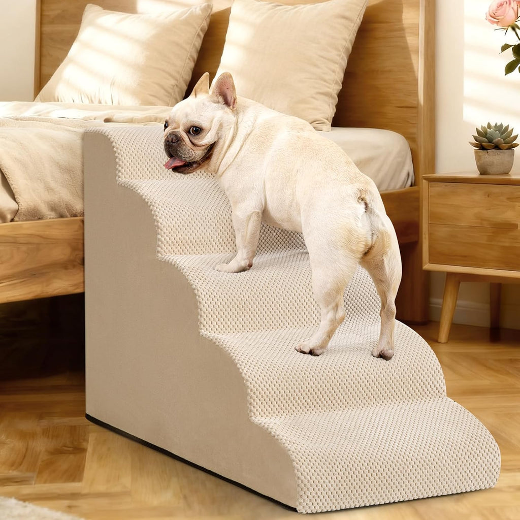 Aodisman Dog Stairs for High Beds,5 Step Pet Ramp for Dogs and Cats,22.4" H