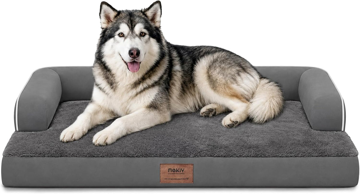 MEKIY XXL Orthopedic Waterproof Dog Bed with Bolster for Extra Large Dogs
