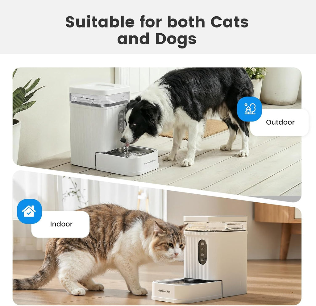 1.7 Gallon Automatic Dog Water Dispenser with Stainless Steel Bowl