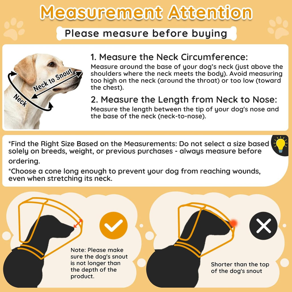 Clear Dog Cone Collar After Surgery, Extended Cone to Stop Licking