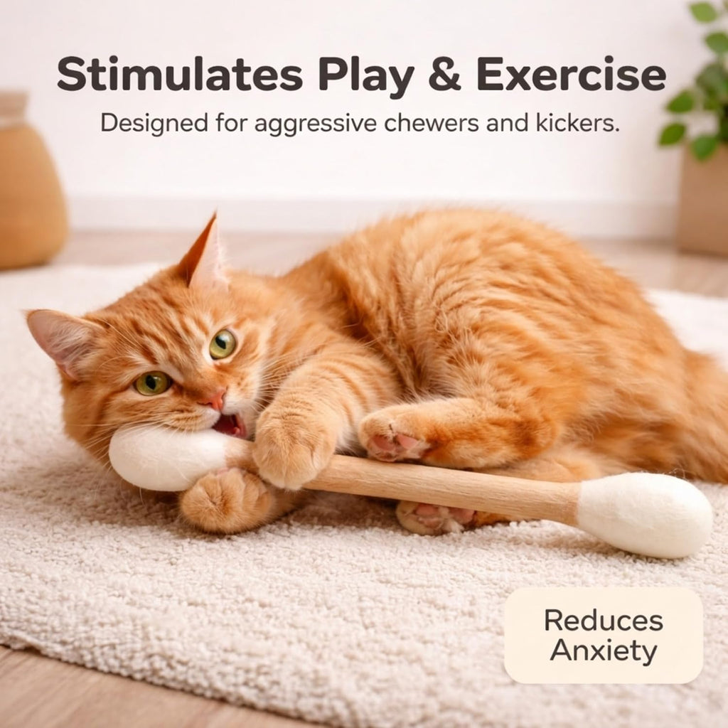 Glaciart One Giant Swab Cat Toy with Catnip 1 Pc (17 in / 42 cm) | Extra Long Durable Chew Toy for Large Cats, Aggressive Chewers & Small Dogs | Interactive, Catnip Filled for Play & Anxiety Relief