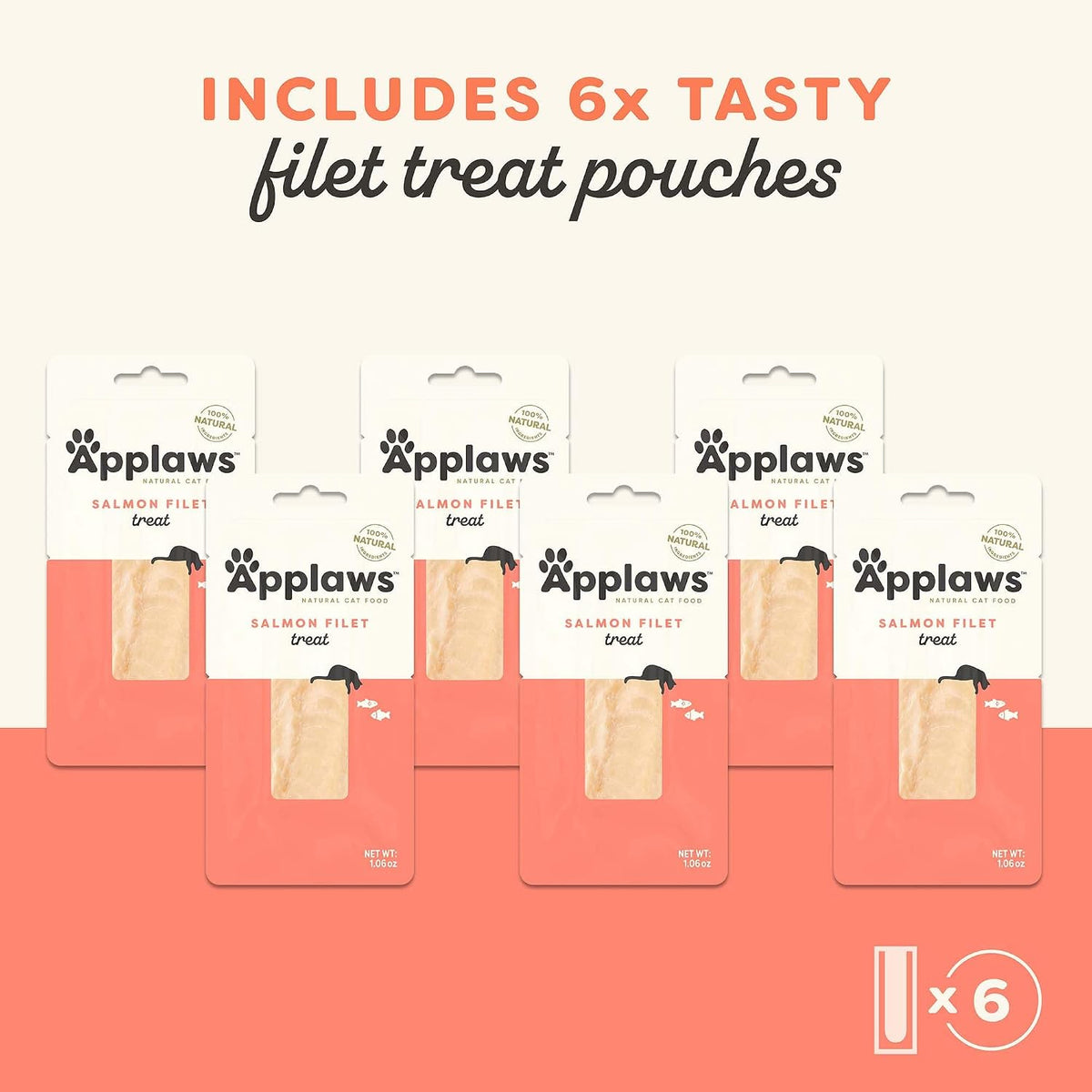 Applaws Whole Salmon Filet Cat Treats 6-Pack 1.06 oz Loins