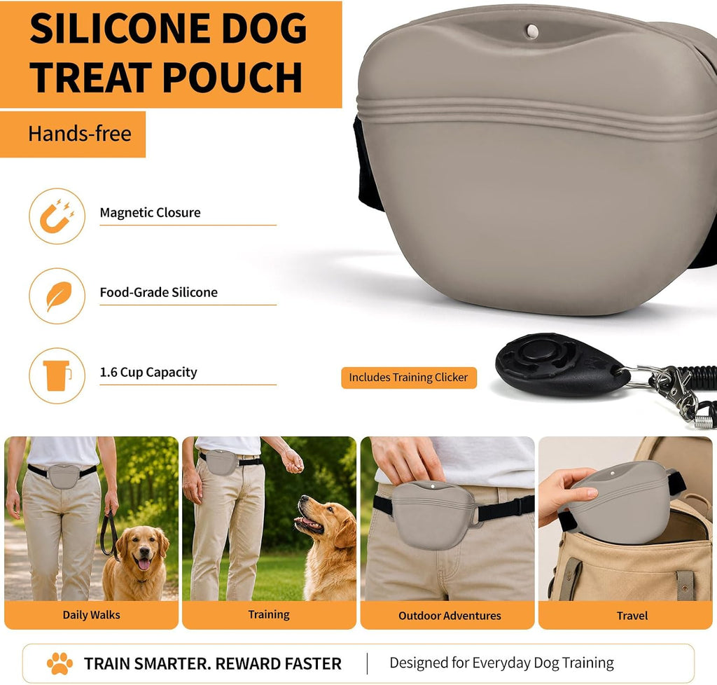 Silicone Dog Treat Pouch with Training Clicker