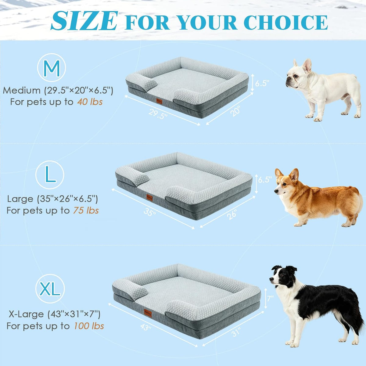 Dog Cooling Mat for Extra Large Dog, Elevated Bolster Sofa Bed