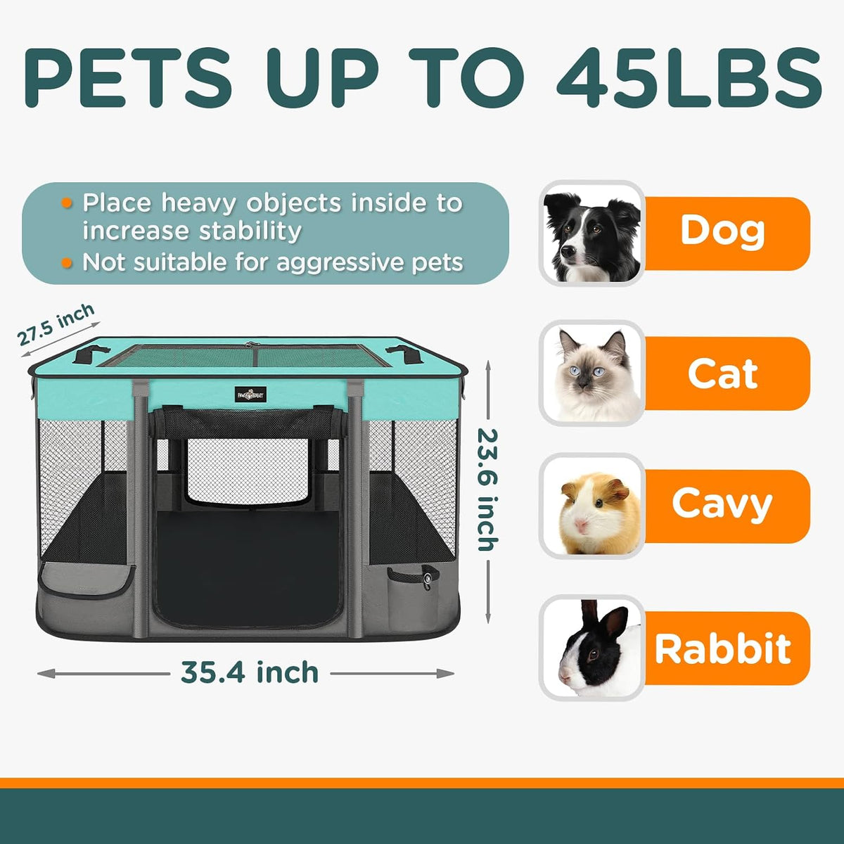 Paw Ballet Foldable Pet Kitten Playpen, Upgrade Waterproof Portable Dog Cat Playpen Kennel Tent for Small Cat Dog, Retractable Shade Cover, Indoor Outdoor Use for Small Pet.
