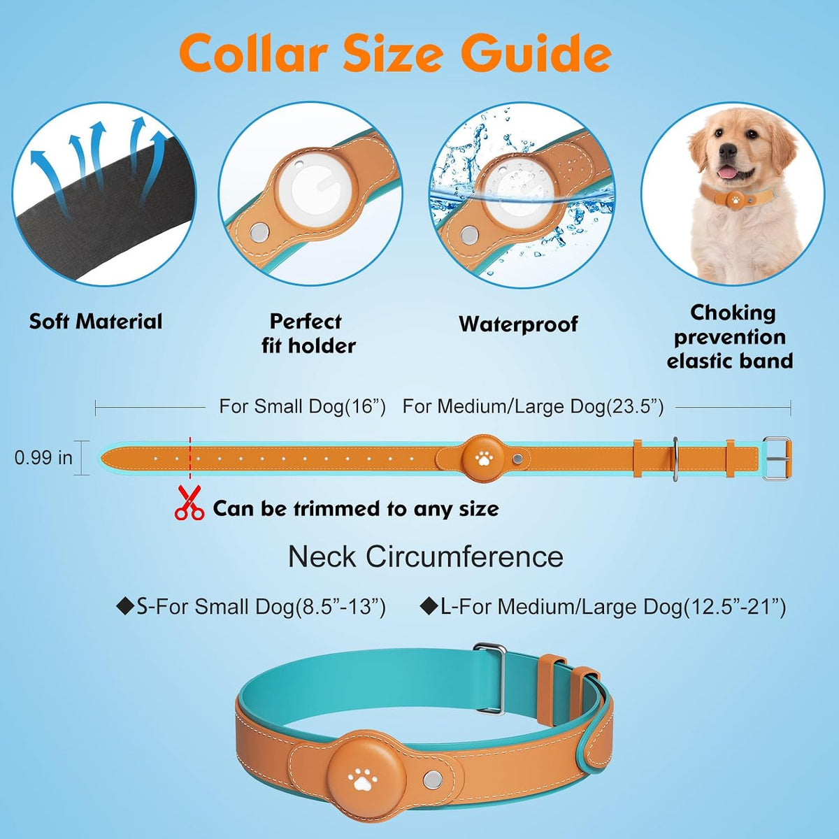 GPS Tracker for Dogs, Dog GPS Tracker, Pet Location Tracker with Collar, Real-Time Tracking, No Monthly Fee or Subscription, Waterproof, 365-Day Long Battery Life, Dog Tracking Device, iOS & Android